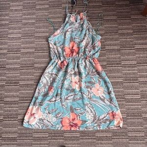 Dynamite Orange Pink Halter Mini Sundress